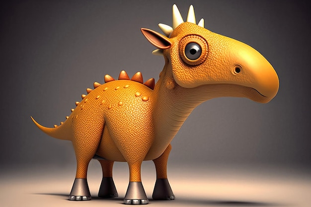 3D cute Parasaurolophus cartoon A group of primitive reptile dinosaurs from the Cretaceous period