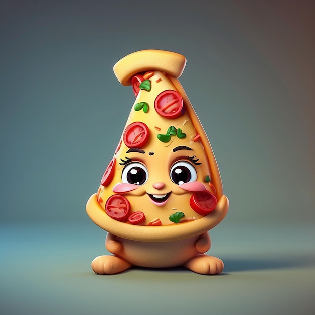 3D симпатичный персонаж пиццы