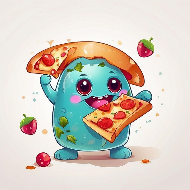 3d cute pizza character