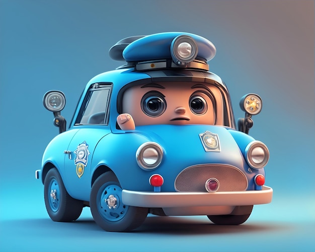 3d cute police car