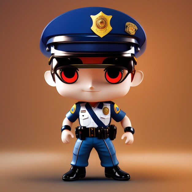 3d cute police chibi figure