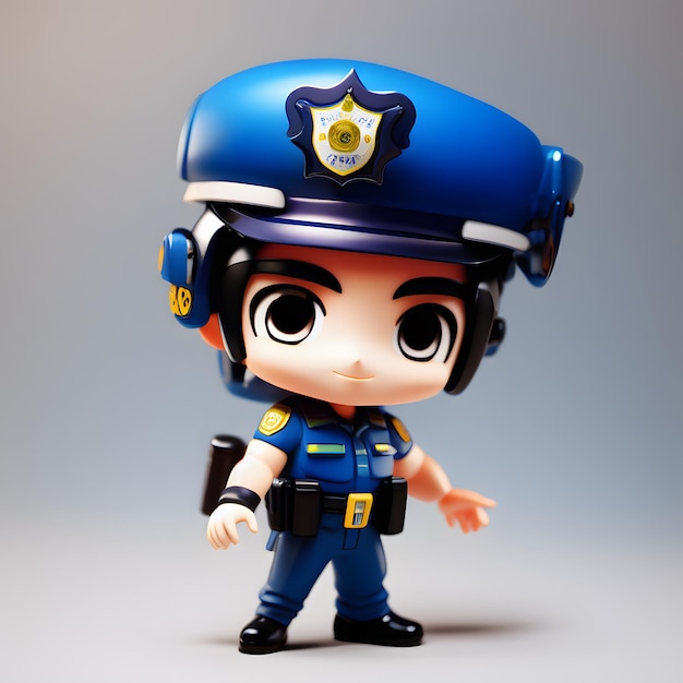 Photo 3d cute police chibi figure