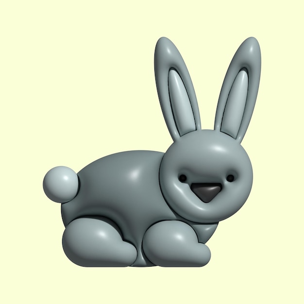 3D Cute Rabbit with Light Background