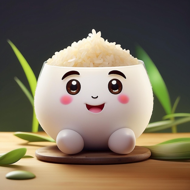 3d cute rice character design