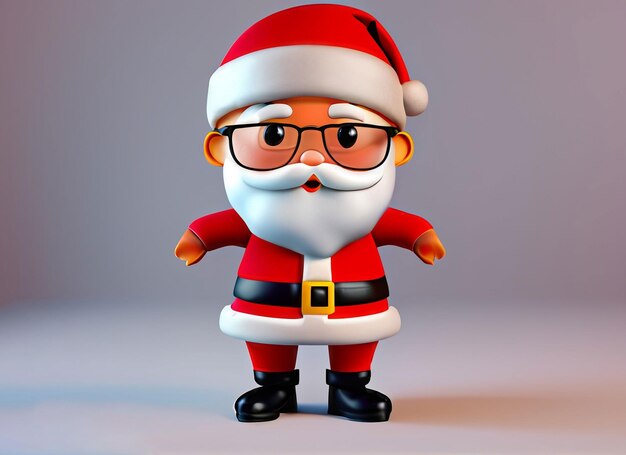 3d cute santa claus on white background