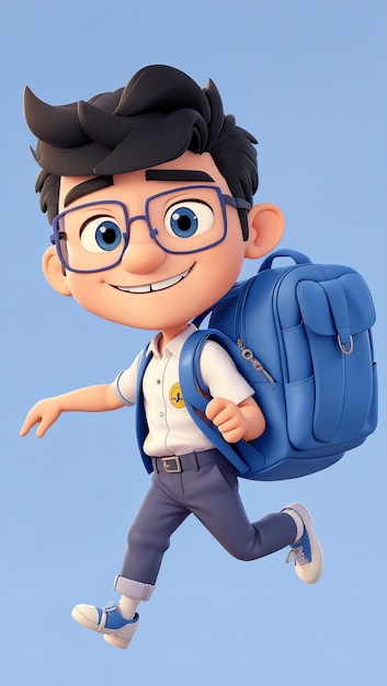 Photo 3d cute school boy cartoon character