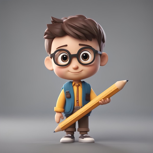 3D симпатичный школьник персонаж