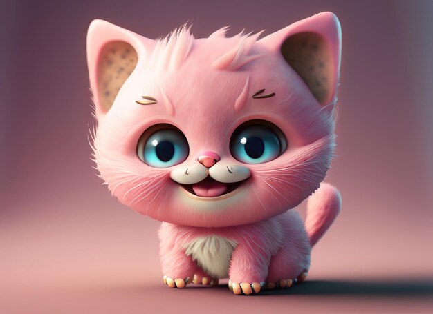 3D Cute smile little kitty