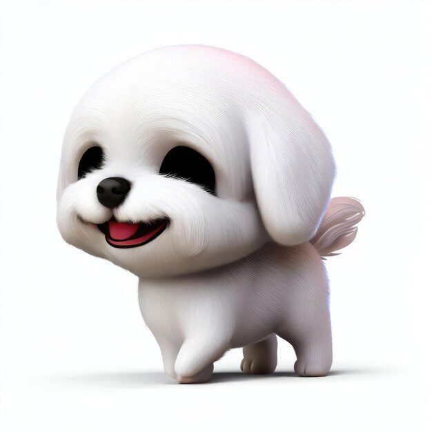 3D Cute smile little Maltese dog kawaii character Realistic hatchling