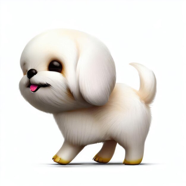 3D Cute smile little Maltese dog kawaii character Realistic hatchling