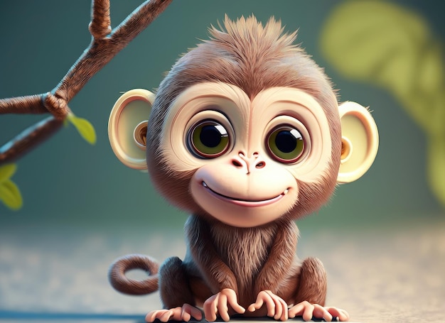 3D Cute smile little monkey