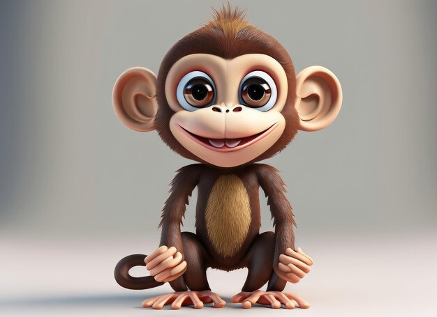 3D Cute smile little monkey