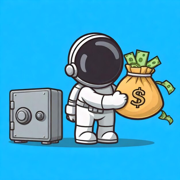 Photo 3d cute spaceman cartoon character illustration rocket missile coin vector art icon astronaut