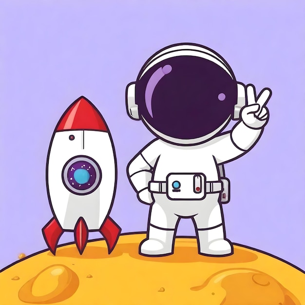 Foto 3d cute spaceman personaggio di cartone animato illustrazione razzo missile moneta arte vettoriale modellazione astronauta