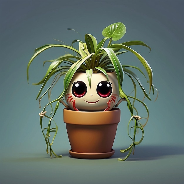 Photo 3d cute spider plant character