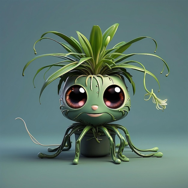 3d cute spider plant character