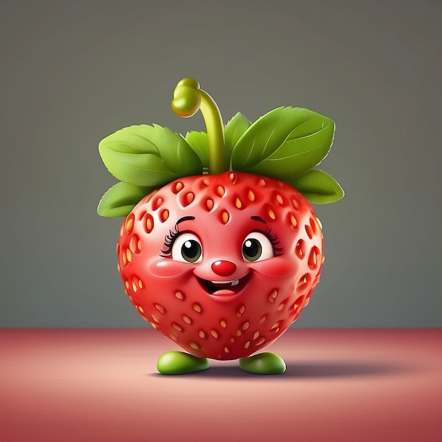 3d cute strawberry character