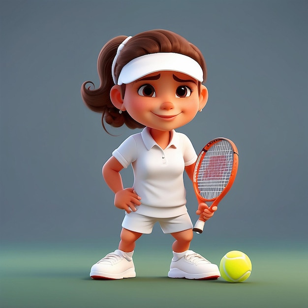 3d cute tennis player character design