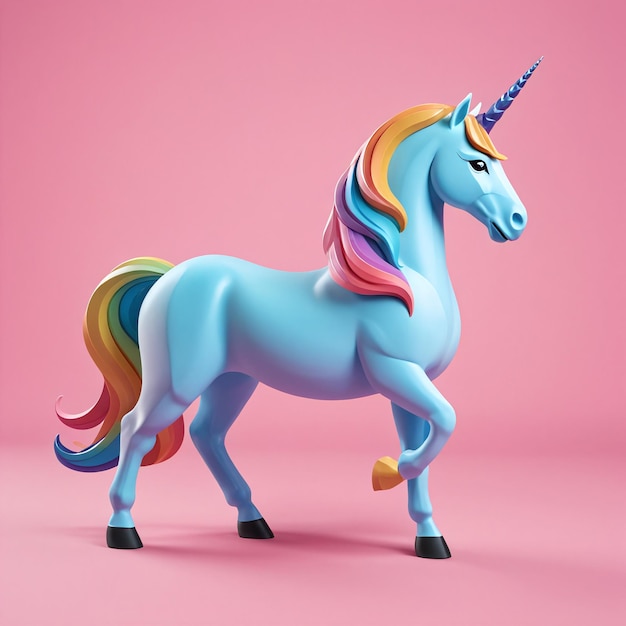 Foto illustrazione 3d di una figurina di unicorno carina