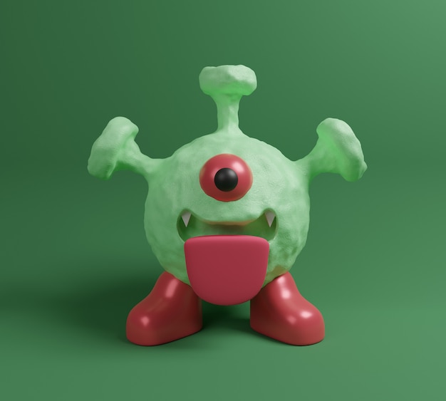 3d cute virus character design