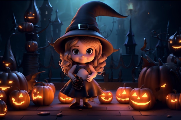 3d Cute witch Halloween