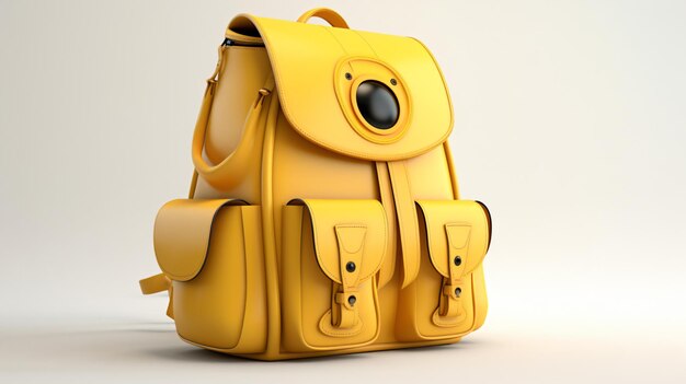 3D cute yellow backpack with pockets