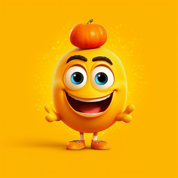 3d cute yellow cartoon character AI generative