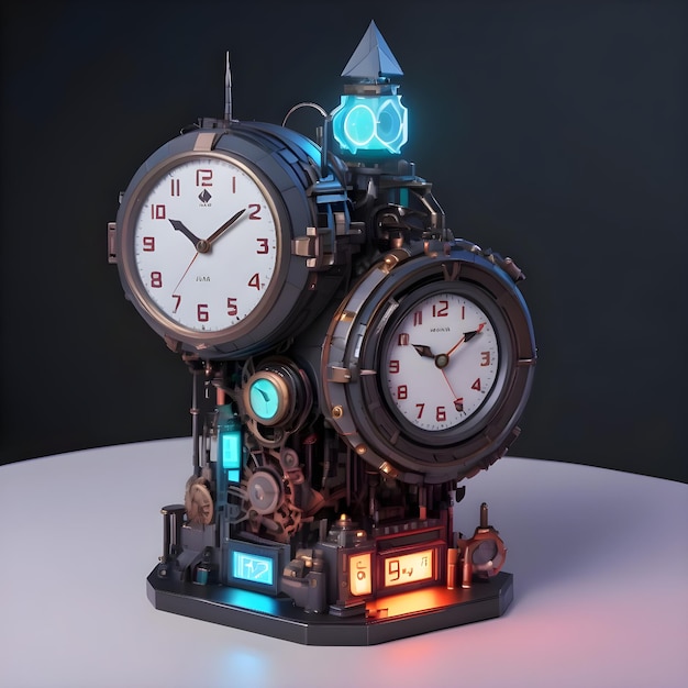 Photo 3d cyberpunk style time machine generated by ai