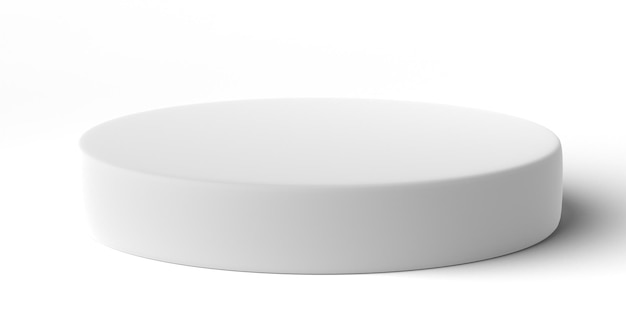 白い背景に分離された最小限の幾何学的なプラットフォーム ベースの 3 D シリンダー表彰台表示シーン