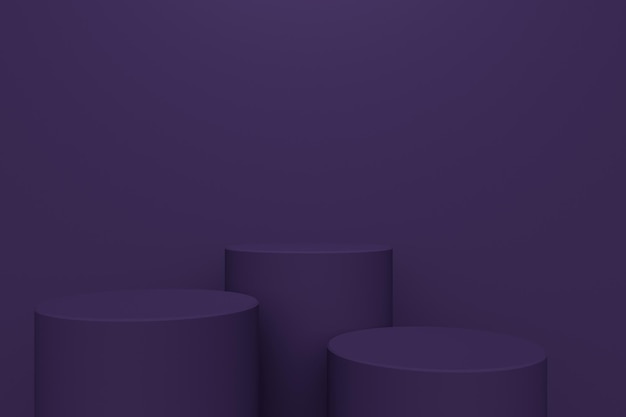 3d Cylindrical Podium on a Lilac Background with Top Light