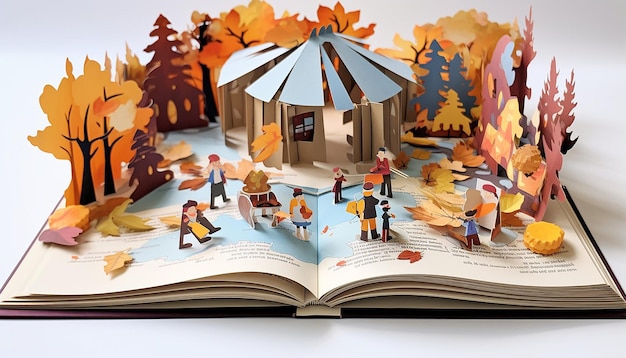 3d dankzegging papier uitgeknipt diorama boek