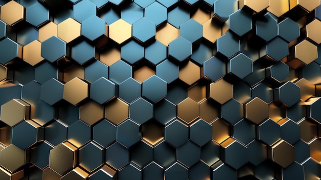 3D dark yellow and sky blue hexagon background