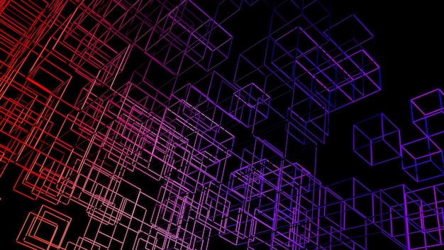 3d data abstract background Technology digital blue grid lines on black backdrop Cyber box
