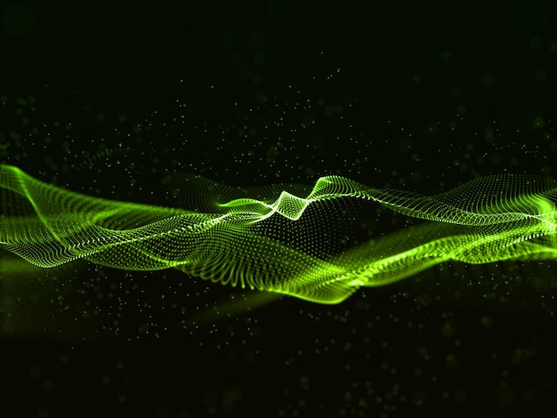 3d data technology background with waves of particles