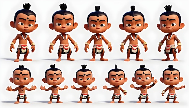 Foto set di personaggi dayak 3d