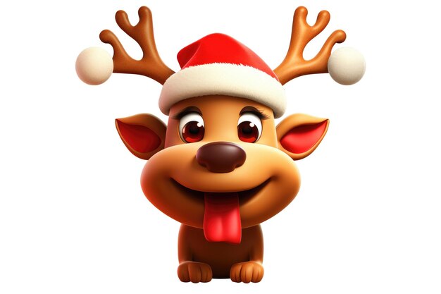 Photo 3d deer funny cartoon character rudolph cute generative ai