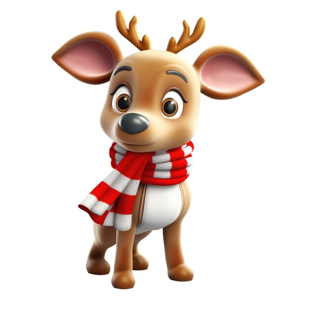 3d Deer funny cartoon character Rudolph Cute Generative AI