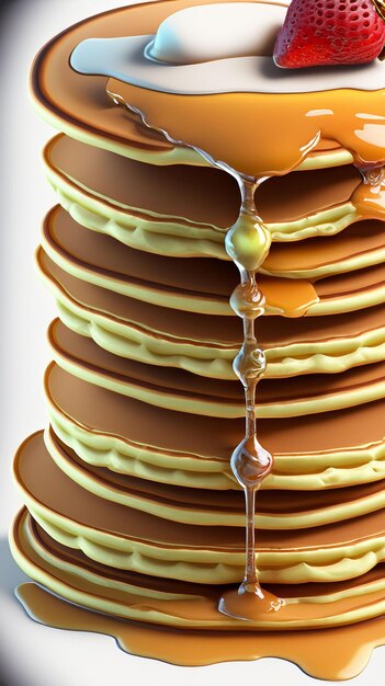 Foto pancake deliziosi in 3d, natura morta.