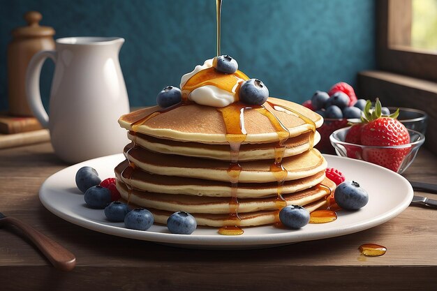 3d delicious pancakes still life