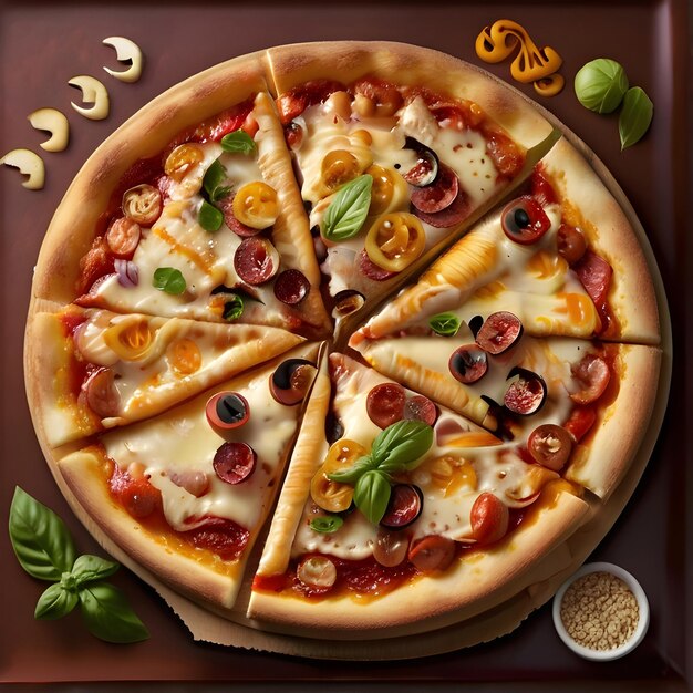 Foto pizza deliziosa in 3d in studio