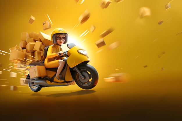 3D delivery motogirl