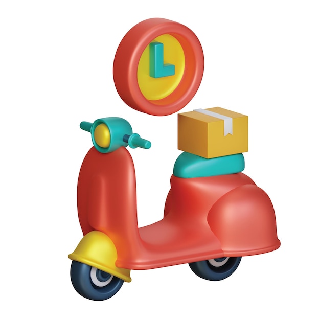 3D delivery motorbikes courier icon