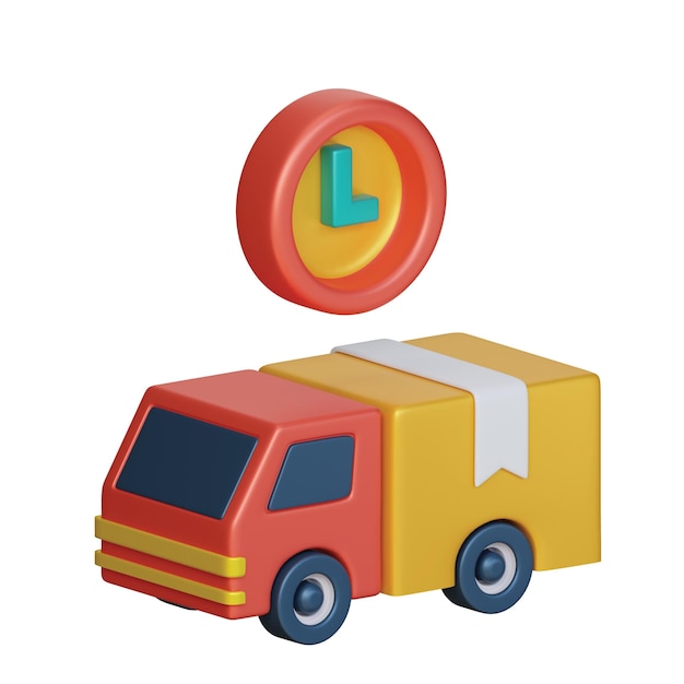 Photo 3d delivery truck courier icon