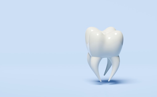 3d dentale molaren tanden model icoon geïsoleerd op blauwe achtergrond gezondheid van witte tanden tandheelkundig onderzoek van de tandarts 3d render illustratie