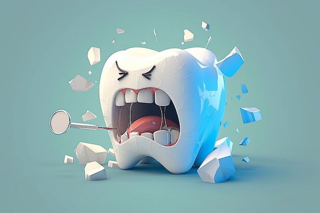 3D depiction of various dental diseases conveying mouth health concept