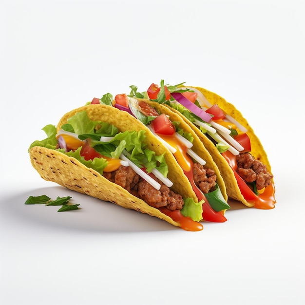 3D design of delicious tacos in white background