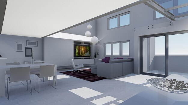 Foto progettazione 3d dell'appartamento domestico moderno dell'interno