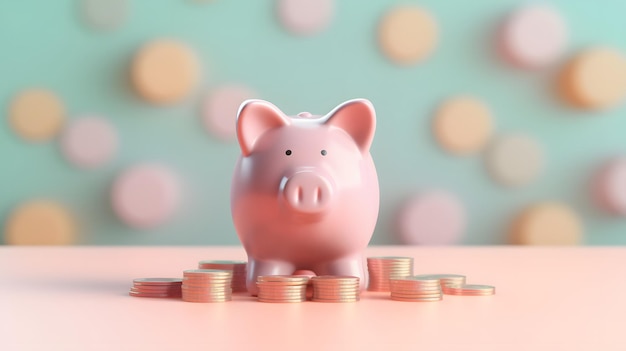 3d design Pink pig keeps gold coins Safe finance investment saving money financial management