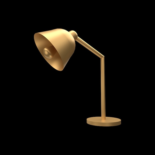 3D настольная лампа иллюстрации. 3d золотая настольная лампа.