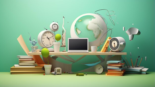 3D desktop background abstract education concept